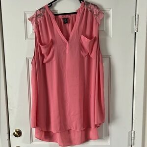 Torrid Pink Blouse with Lace Trim